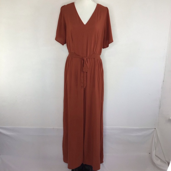 IVY STREET WOMEN CHESTNUT V-NECK SHORT SLEEVES, PALOOZA LEGS JUMPSUIT SIZE 1X - Picture 1 of 9